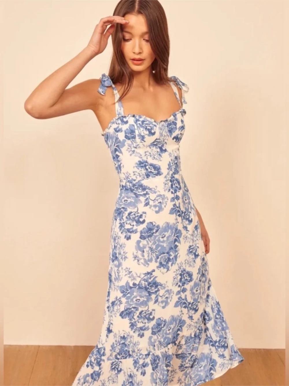 REFORMATION Nikita Dress in Blue Pompadour - Picture 2 of 12